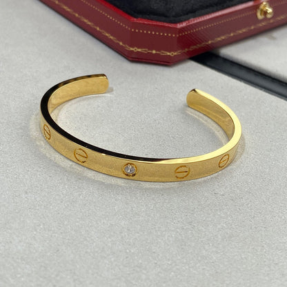 [CharmAmor]LOVE BRACELET 6.1MM 1 DIAMOND OPEN CUFF