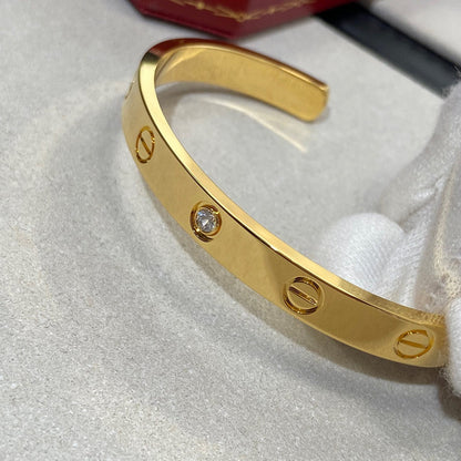 [CharmAmor]LOVE BRACELET 6.1MM 1 DIAMOND OPEN CUFF
