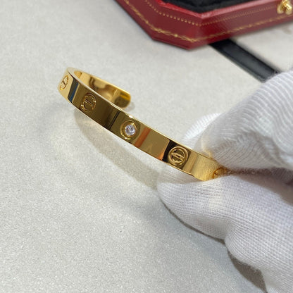 [CharmAmor]LOVE BRACELET 6.1MM 1 DIAMOND OPEN CUFF