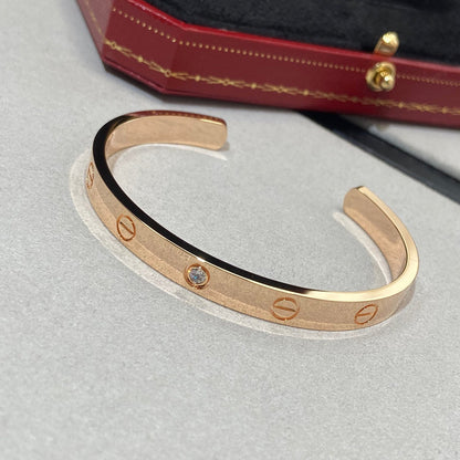[CharmAmor]LOVE BRACELET 6.1MM 1 DIAMOND OPEN CUFF