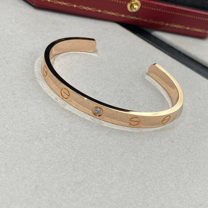 [CharmAmor]LOVE BRACELET 6.1MM 1 DIAMOND OPEN CUFF