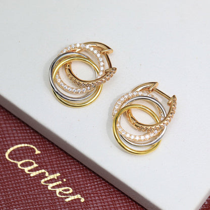 [CharmAmor]TRINITY HALF DIAMOND  EARRINGS