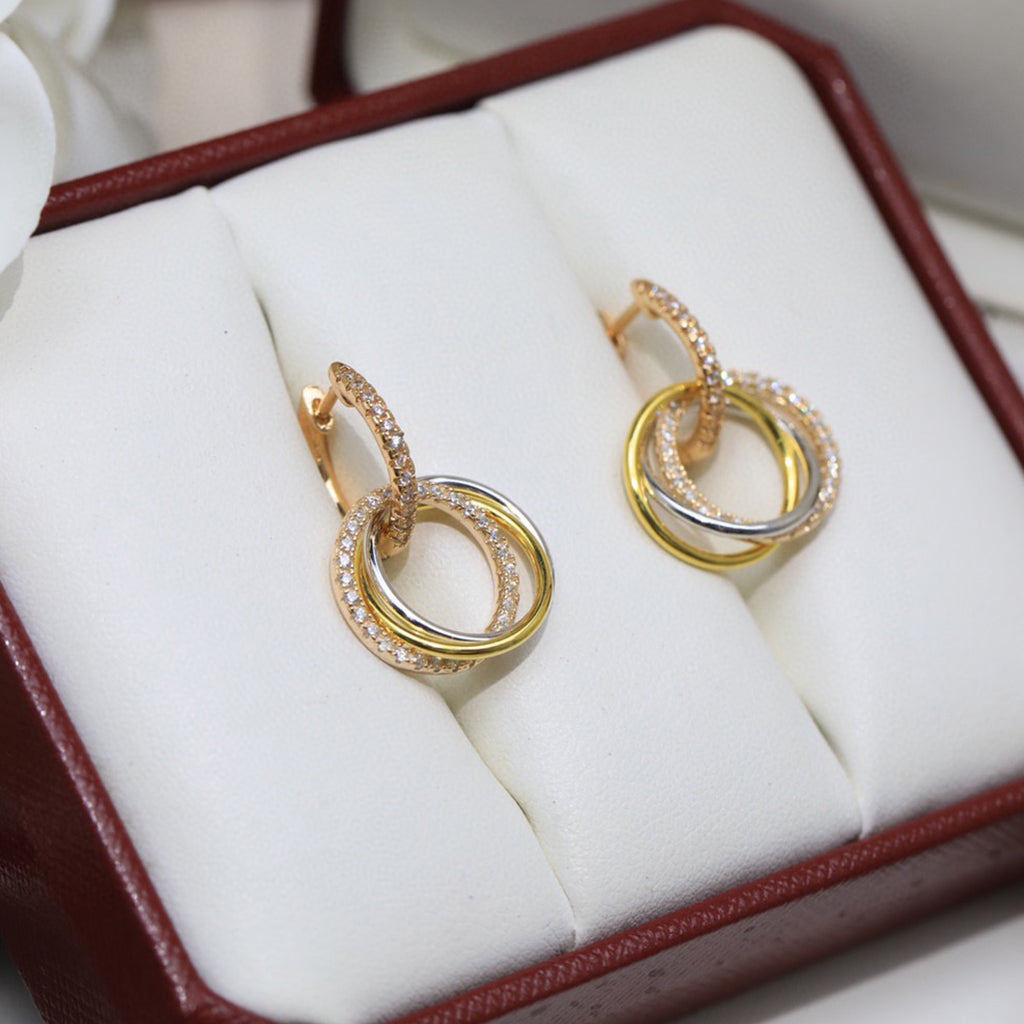 [CharmAmor]TRINITY HALF DIAMOND  EARRINGS