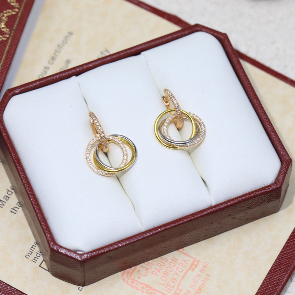[CharmAmor]TRINITY HALF DIAMOND  EARRINGS
