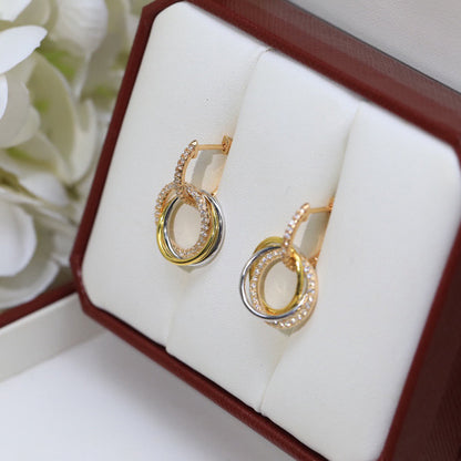 [CharmAmor]TRINITY HALF DIAMOND  EARRINGS