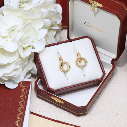 [CharmAmor]TRINITY HALF DIAMOND  EARRINGS