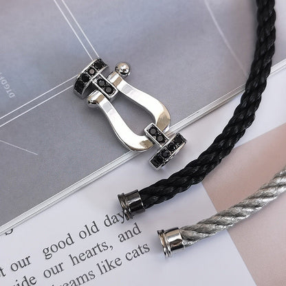 [CharmAmor]FORCE LARGE HORSESHOE BLACK DIAMOND BRACELET SILVER
