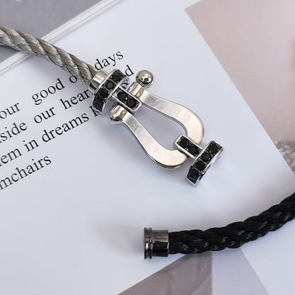 [CharmAmor]FORCE LARGE HORSESHOE BLACK DIAMOND BRACELET SILVER