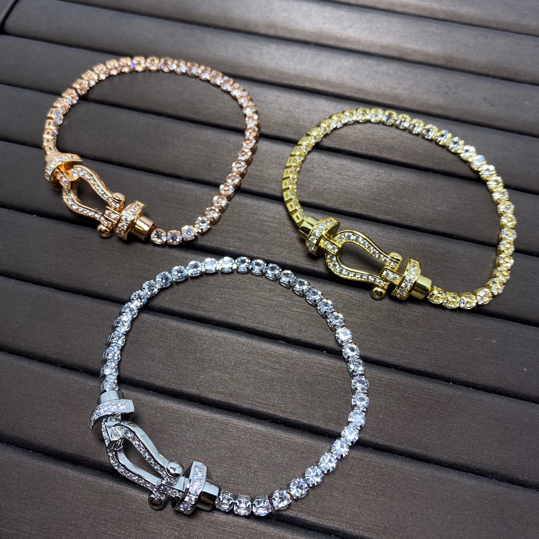 [CharmAmor]FORCE  LARGE HORSESHOE FULL DIAMOND TENNIS BRACELET