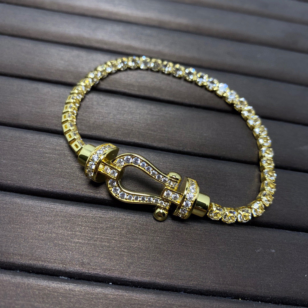 [CharmAmor]FORCE  LARGE HORSESHOE FULL DIAMOND TENNIS BRACELET