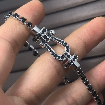 [CharmAmor]FORCE  LARGE HORSESHOE FULL DIAMOND TENNIS BRACELET