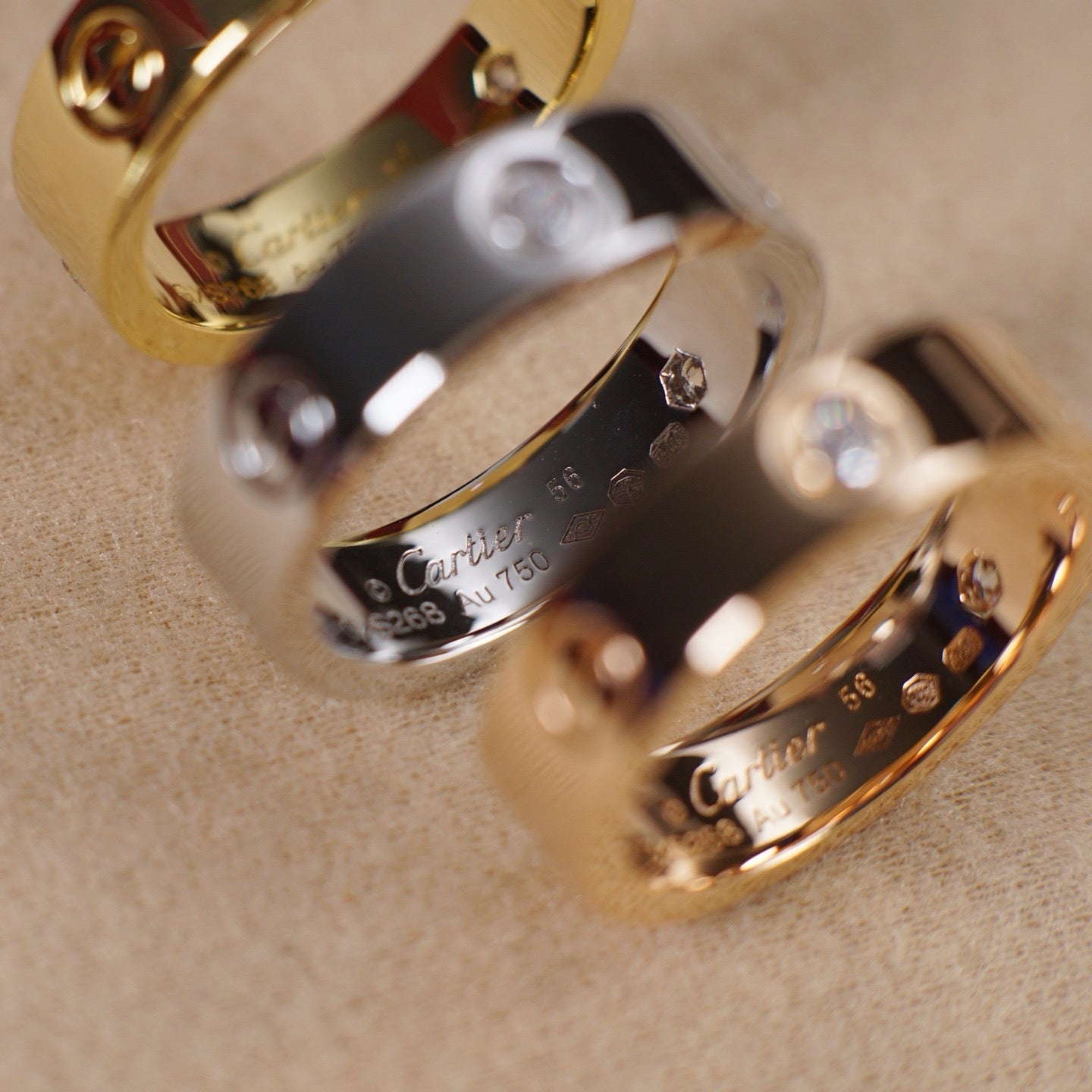 [CharmAmor]LOVE 5.5MM 3 DIAMOND RING
