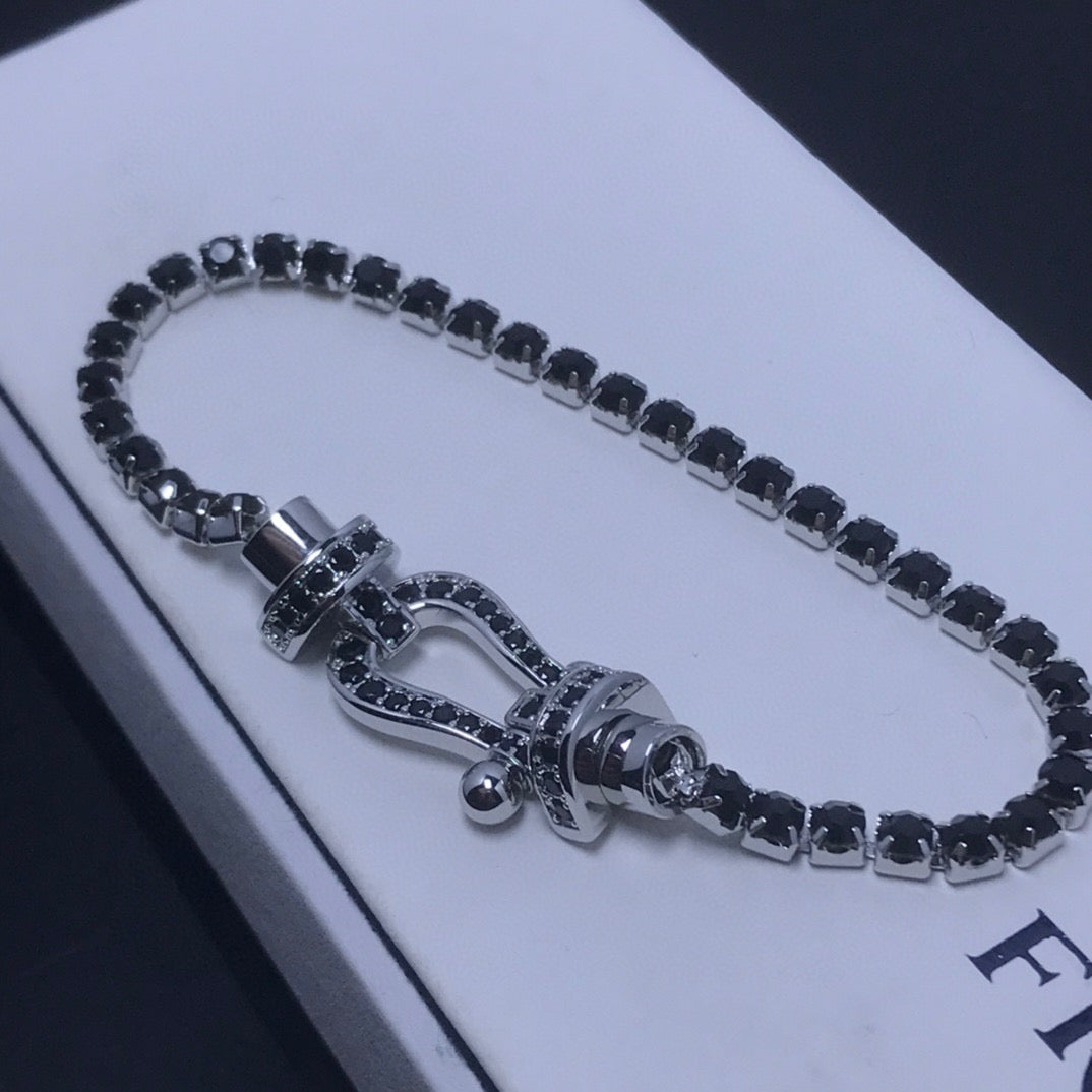 [CharmAmor]FORCE  LARGE HORSESHOE FULL DIAMOND TENNIS BRACELET