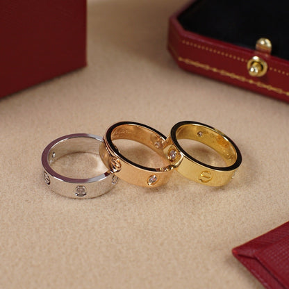 [CharmAmor]LOVE 5.5MM 3 DIAMOND RING