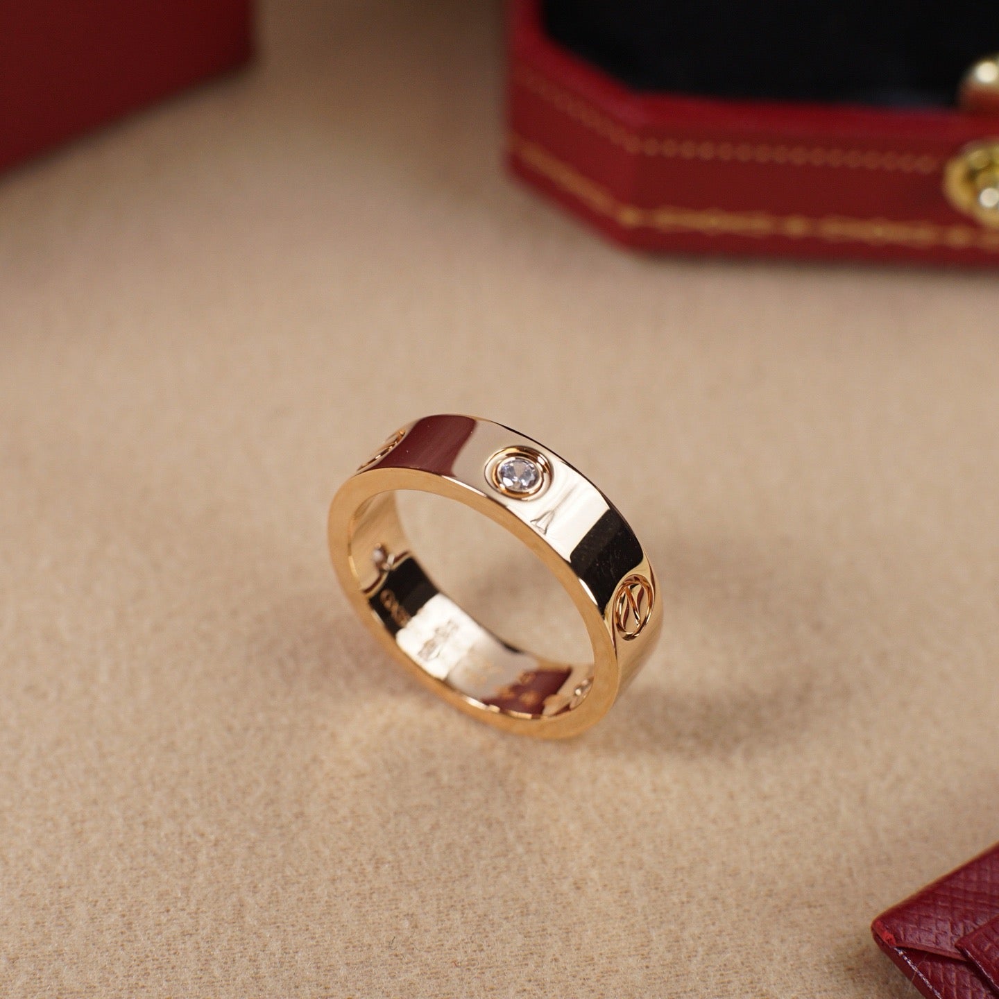 [CharmAmor]LOVE 5.5MM 3 DIAMOND RING