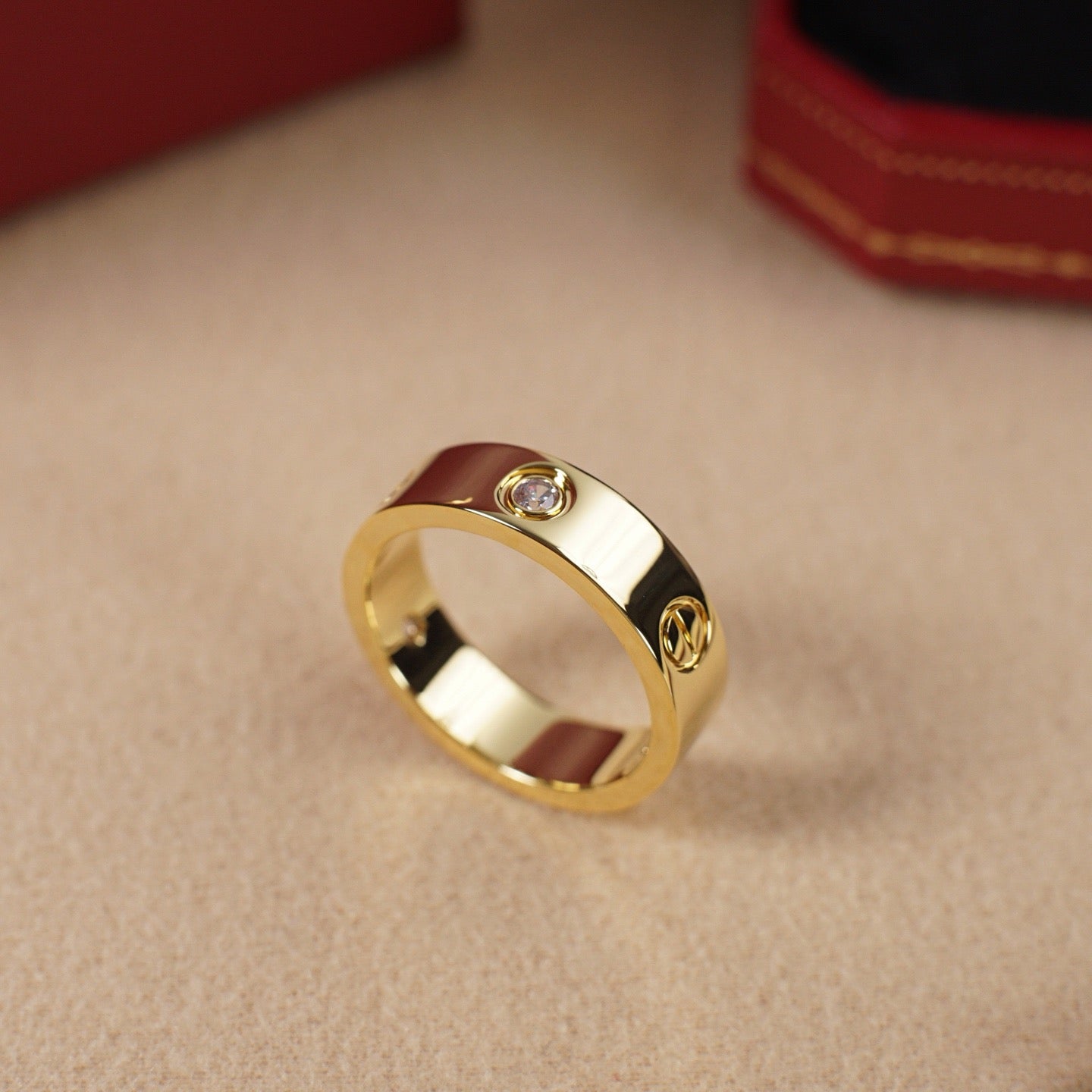 [CharmAmor]LOVE 5.5MM 3 DIAMOND RING