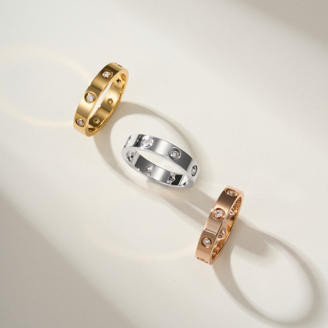 [CharmAmor]LOVE 4MM 8 DIAMOND RING