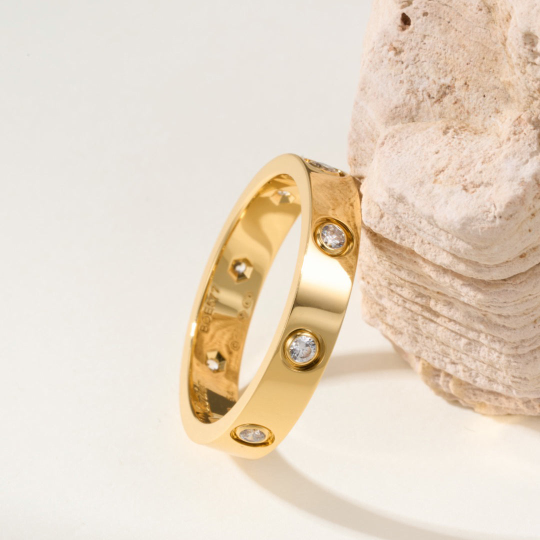 [CharmAmor]LOVE 4MM 8 DIAMOND RING