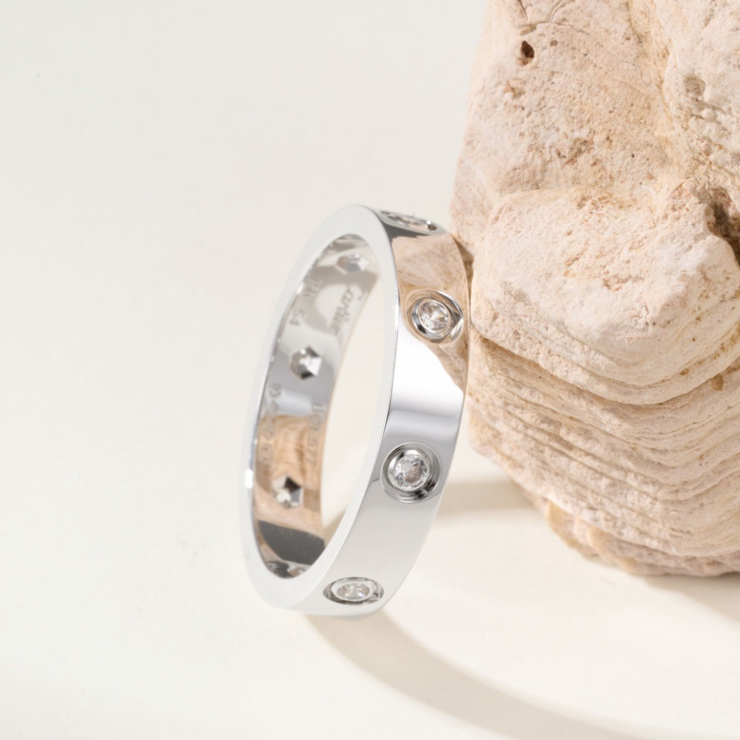 [CharmAmor]LOVE 4MM 8 DIAMOND RING