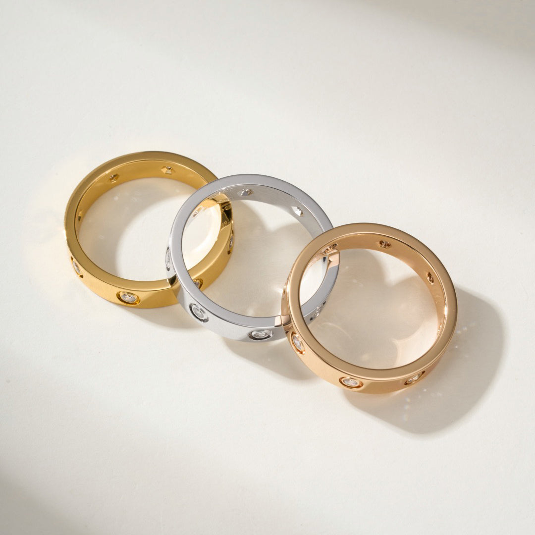 [CharmAmor]LOVE 4MM 8 DIAMOND RING