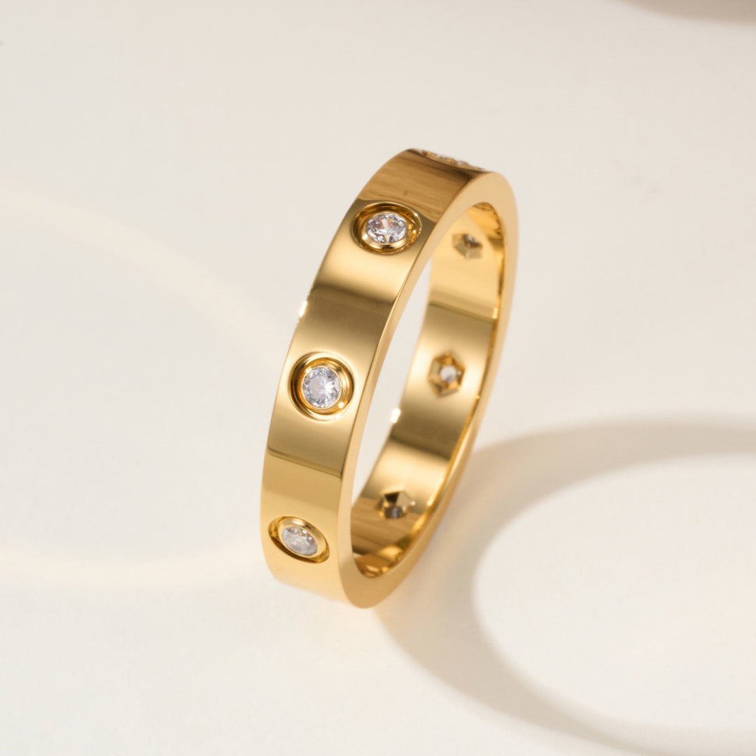[CharmAmor]LOVE 4MM 8 DIAMOND RING