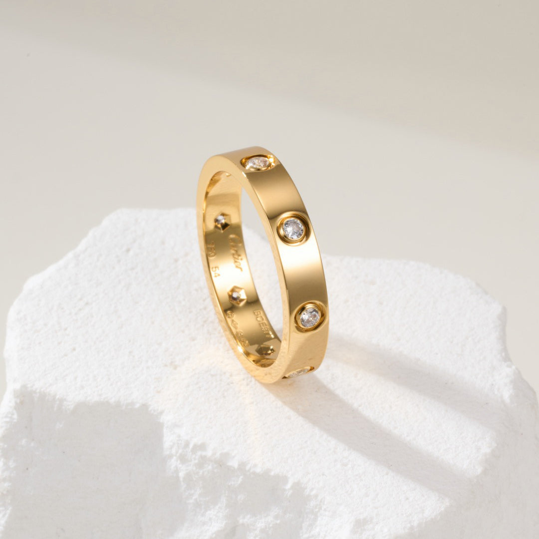 [CharmAmor]LOVE 4MM 8 DIAMOND RING