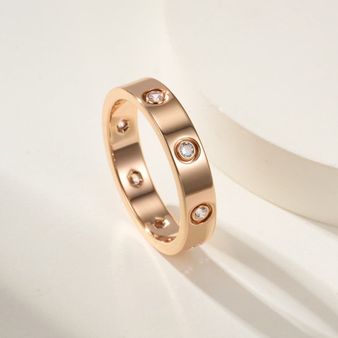 [CharmAmor]LOVE 4MM 8 DIAMOND RING