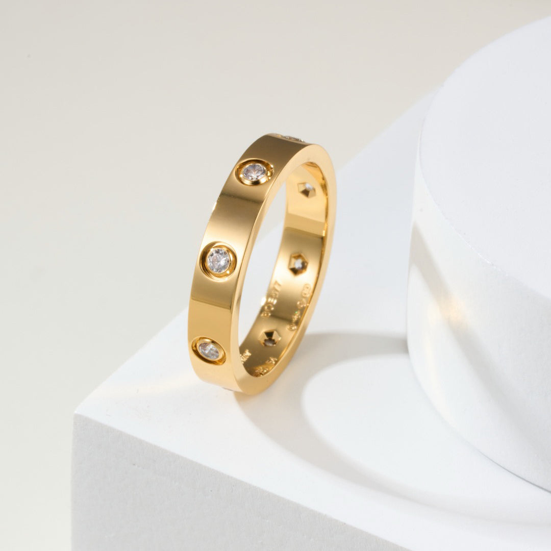 [CharmAmor]LOVE 4MM 8 DIAMOND RING