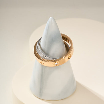 [CharmAmor]LOVE PINK GOLD SILVER DIAMOND DOUBLE RING