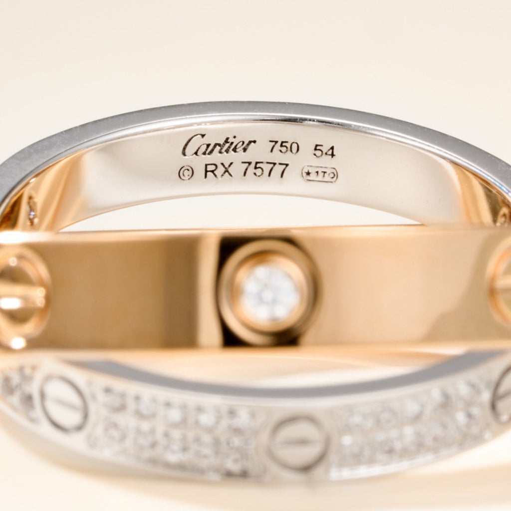 [CharmAmor]LOVE PINK GOLD SILVER DIAMOND DOUBLE RING