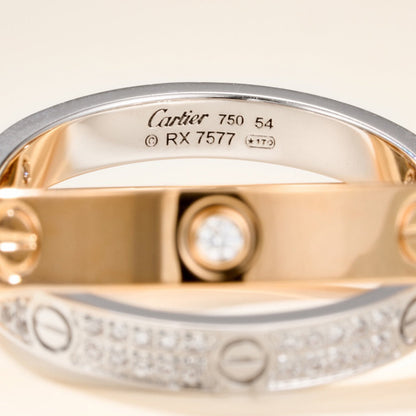 [CharmAmor]LOVE PINK GOLD SILVER DIAMOND DOUBLE RING