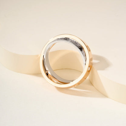 [CharmAmor]LOVE PINK GOLD SILVER DIAMOND DOUBLE RING