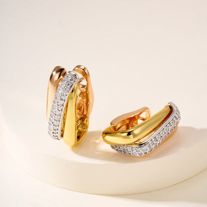 [CharmAmor]TRINITY HALF DIAMOND  CUSHION EARRINGS