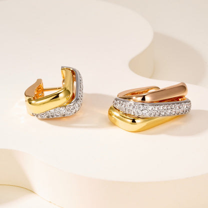 [CharmAmor]TRINITY HALF DIAMOND  CUSHION EARRINGS