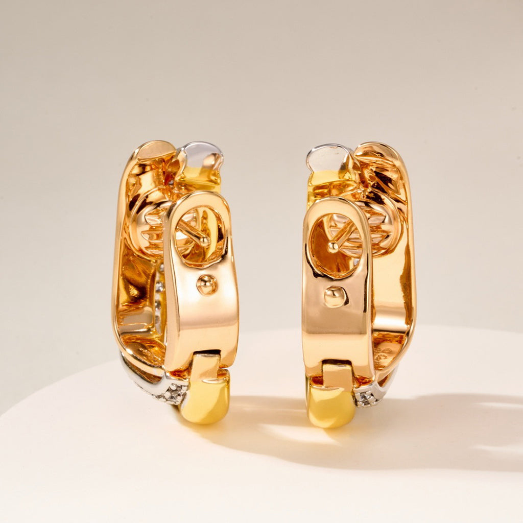 [CharmAmor]TRINITY HALF DIAMOND  CUSHION EARRINGS
