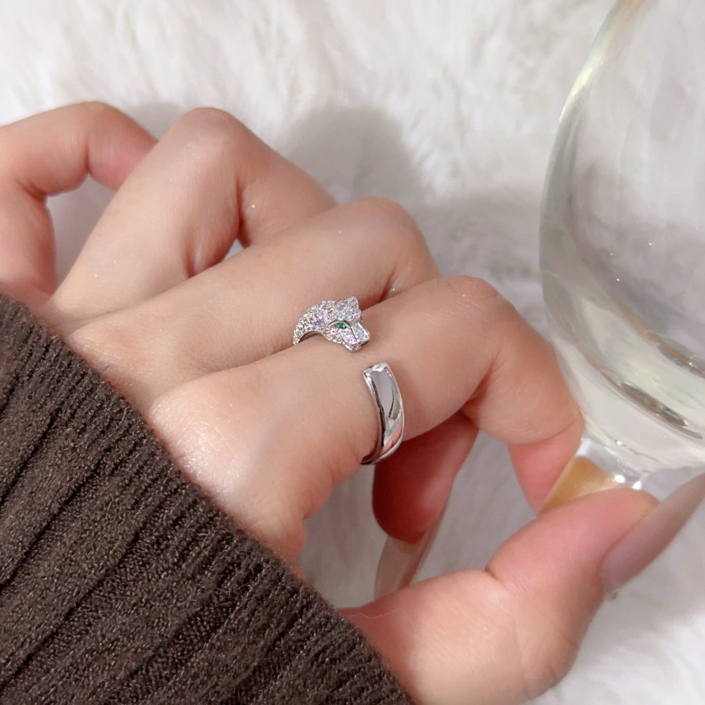 [CharmAmor]PANTHERE HALF DIAMOND SMALL RING