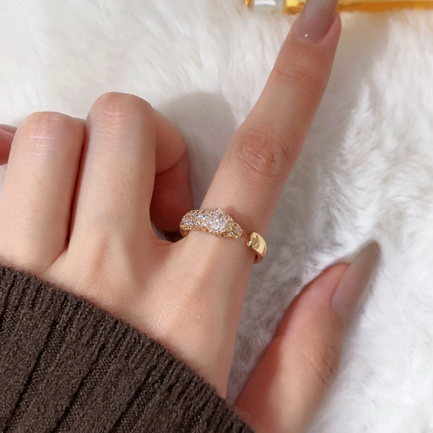 [CharmAmor]PANTHERE HALF DIAMOND SMALL RING