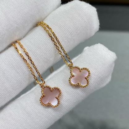 [CharmAmor]CLOVER 9.5MM PINK MOTHER OF PEARL SINGLE FLOWER NECKLACE