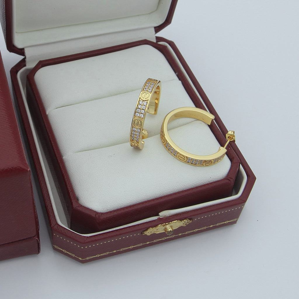 [CharmAmor]LOVE EARRINGS 3.6MM DIAMOND PAVED