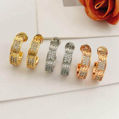 [CharmAmor]LOVE 5.5MM DIAMOND PAVED EARRINGS