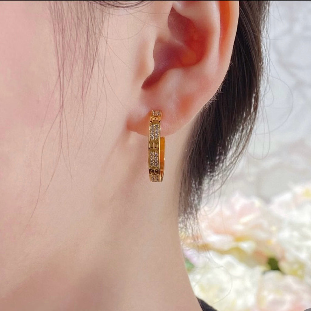 [CharmAmor]LOVE EARRINGS 3.6MM DIAMOND PAVED