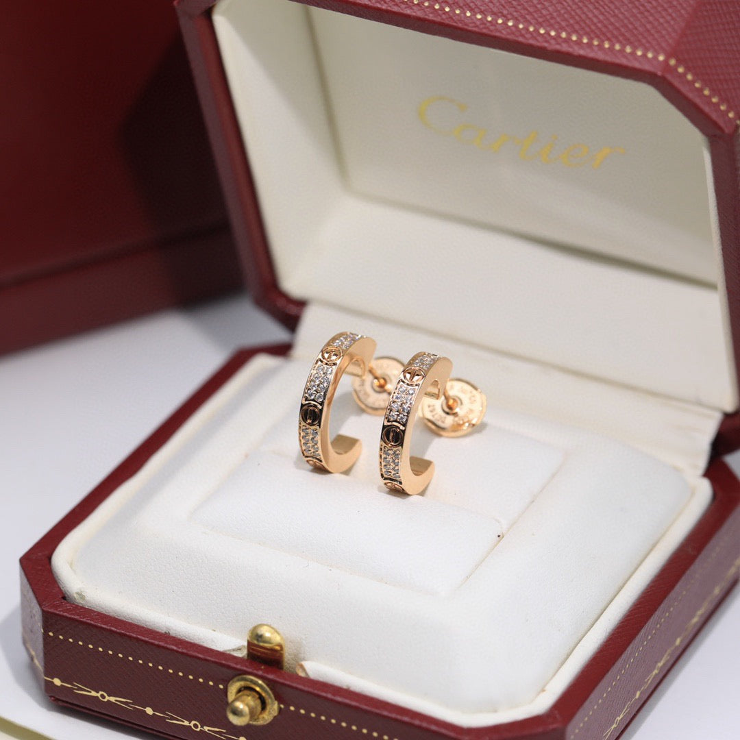 [CharmAmor]LOVE 5.5MM DIAMOND PAVED EARRINGS