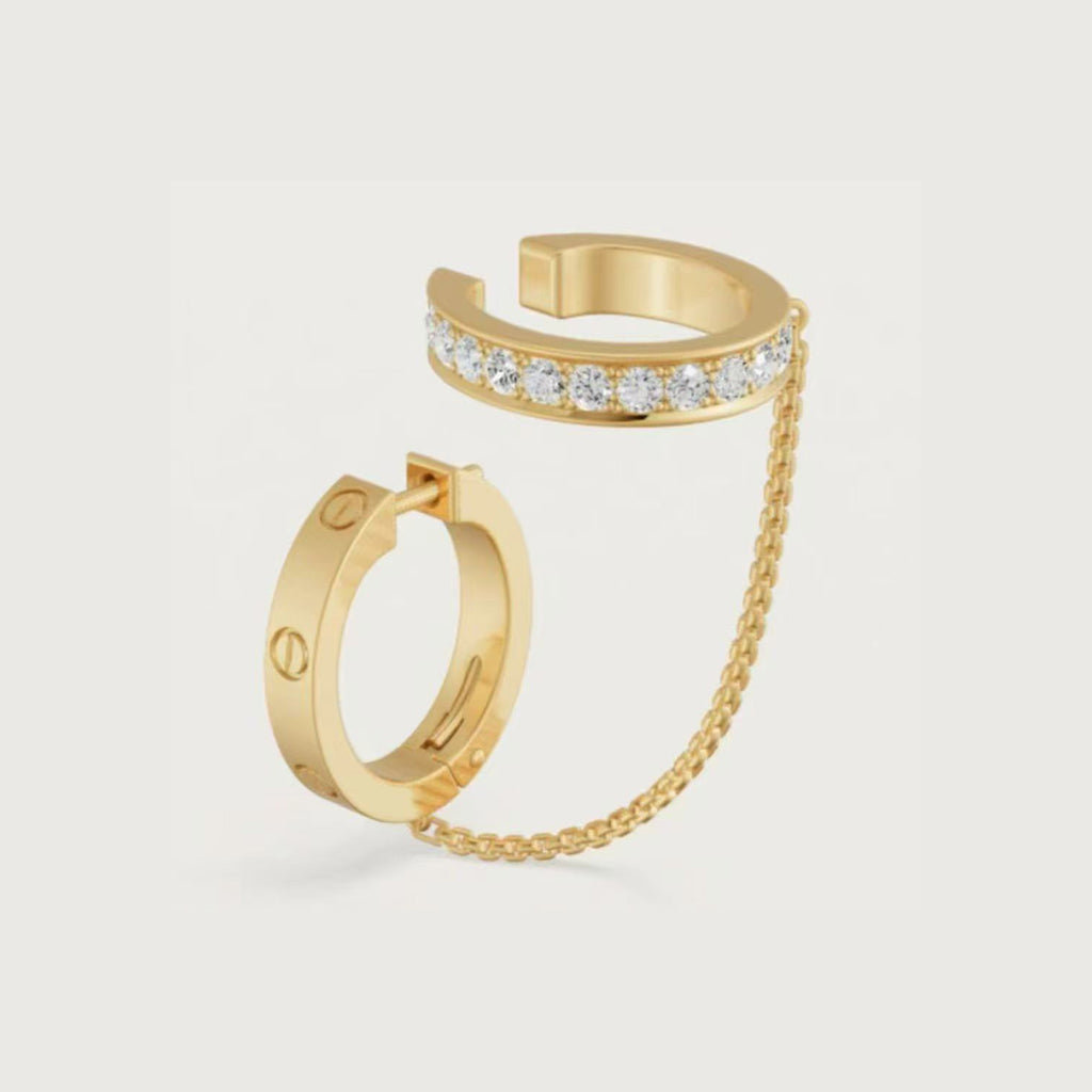 [CharmAmor]LOVE 3.0MM HALF DIAMOND EARRINGS