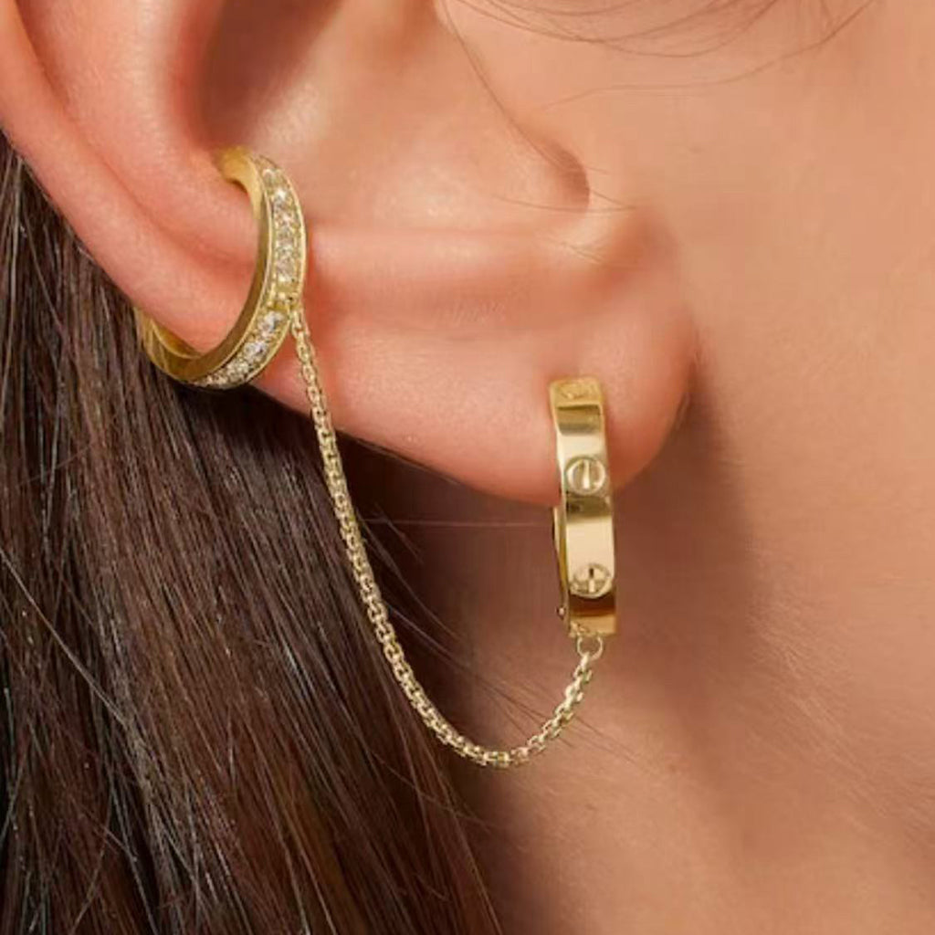 [CharmAmor]LOVE 3.0MM HALF DIAMOND EARRINGS