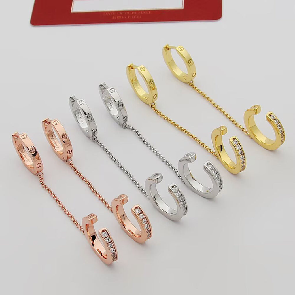 [CharmAmor]LOVE 3.0MM HALF DIAMOND EARRINGS