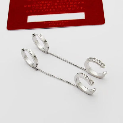 [CharmAmor]LOVE 3.0MM HALF DIAMOND EARRINGS