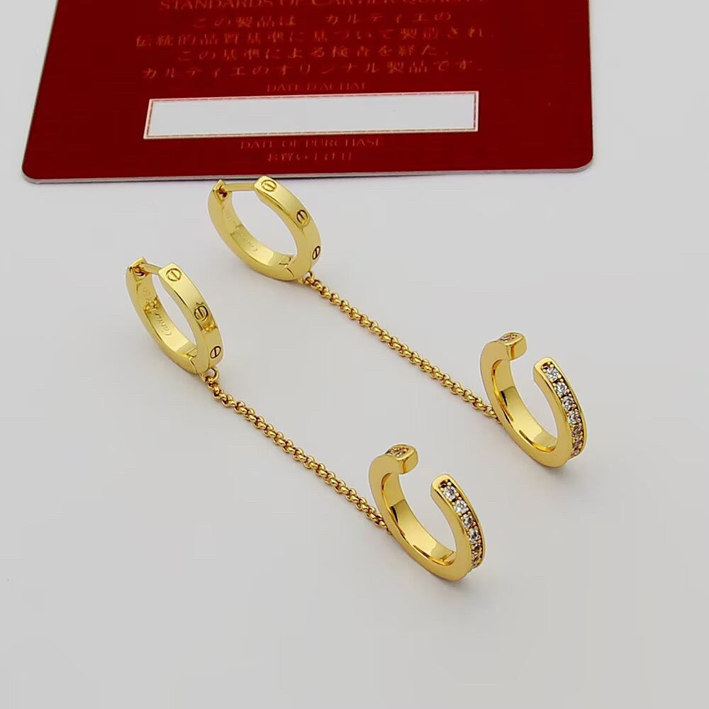 [CharmAmor]LOVE 3.0MM HALF DIAMOND EARRINGS