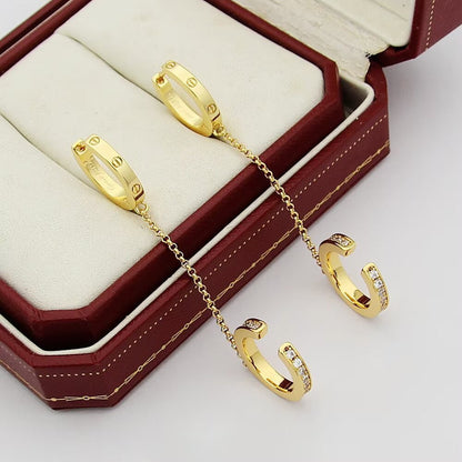 [CharmAmor]LOVE 3.0MM HALF DIAMOND EARRINGS