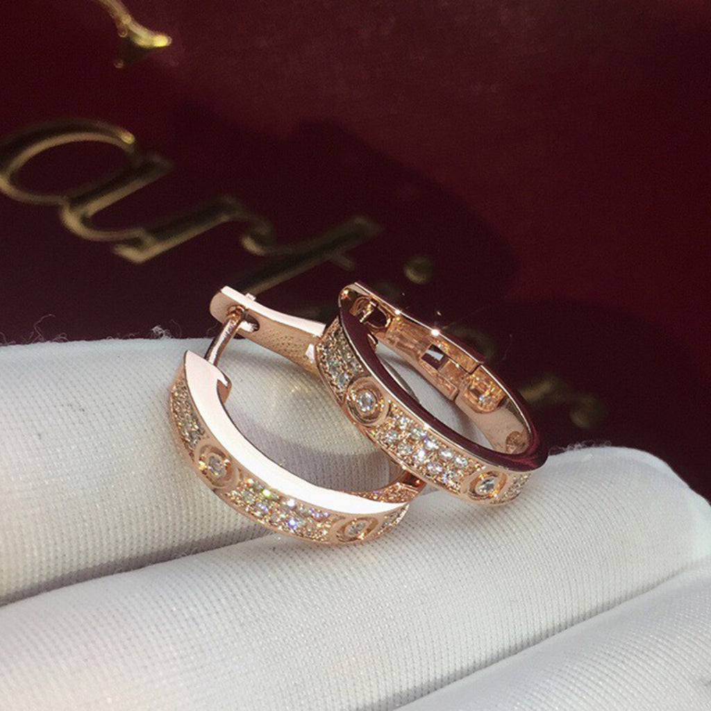 [CharmAmor]LOVE 5.5MM DIAMOND PAVED EARRINGS