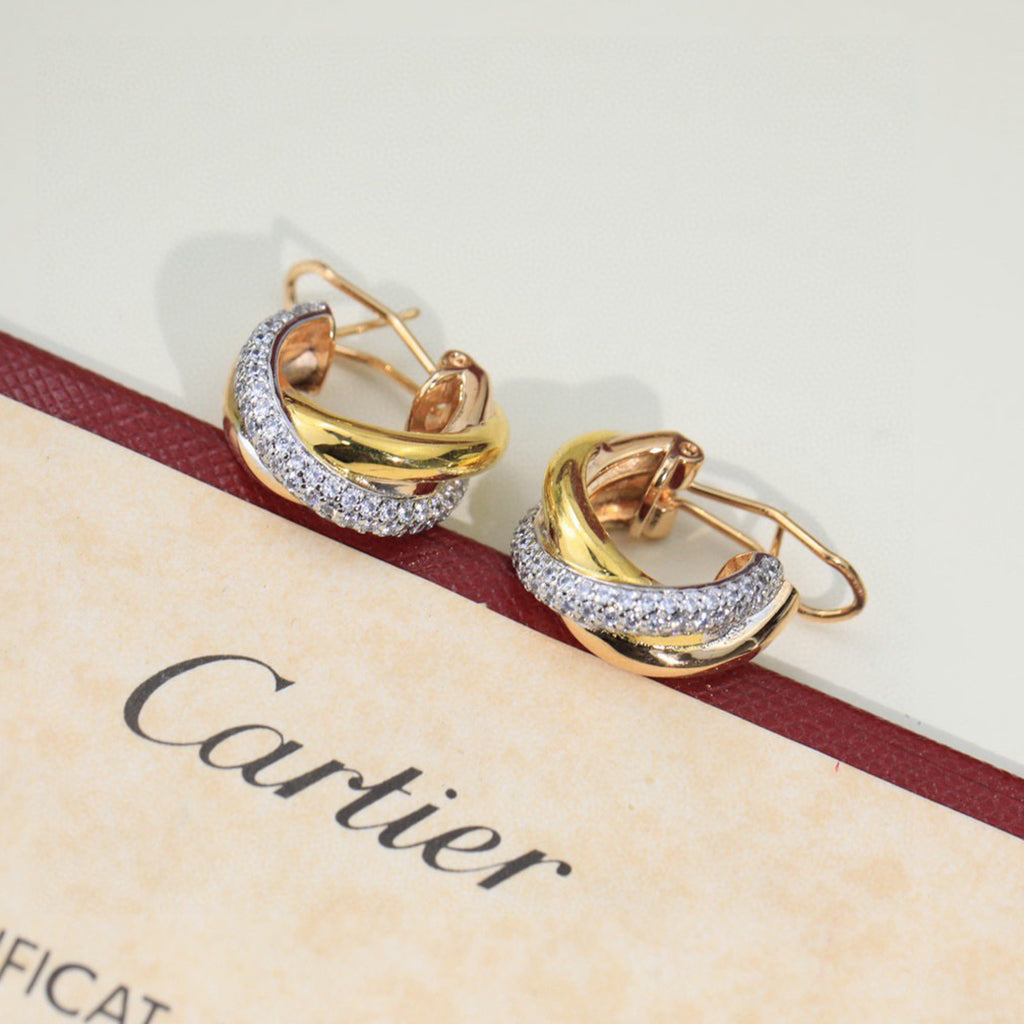 [CharmAmor]TRINITY HALF DIAMOND  CLASSIC EARRINGS